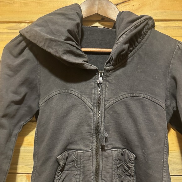Prairie Underground Sweatshirt Jacket Womens XS Black Cloak Zip Hoodie Organic - Picture 5 of 16